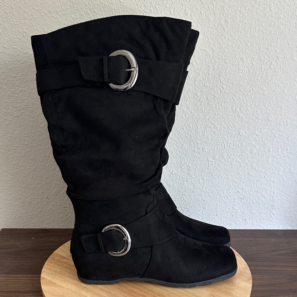 Journee Collection Womens Jester-01wc Wide Calf Wedge Heel Slouch Boots